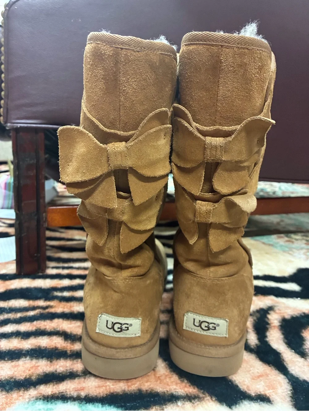 UGG Allegra Double Bow II Tall Boot in Chestnut SIZE 8